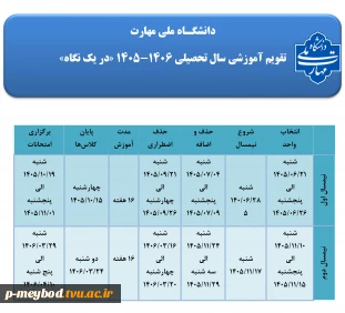 تقویم آموزشی سال تحصیلی 1406-1405